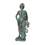 Asclepius – Solid Bronze Sculpture – 14 cm – Blue & Gold