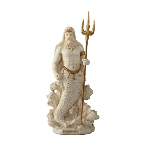 Poseidon, God of the Sea – White Statue – 18 cm – view 1