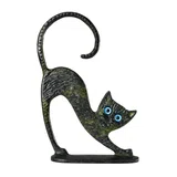 Crouching Cat on Base – Bronze Sculpture – 15 cm