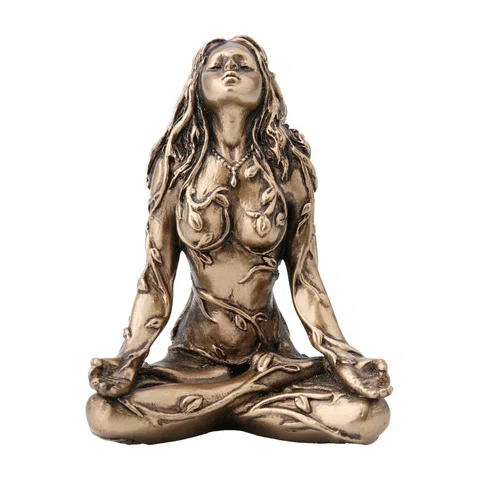 Gaia – Mother Earth in Lotus Position – Bronze-Finish Statue – 6.5 cm – view 1