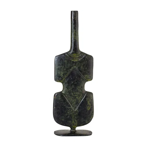 Guitar-Shaped Cycladic Figurine – 16 cm – Dark Green