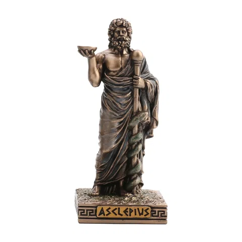 Asclepius — God of Medicine — Bronze-Finish Statue – 9 cm – view 1