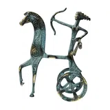 Artemis in a Chariot – Bronze Sculpture – 18 cm – Blue & Gold
