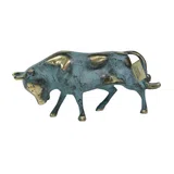 Cretan Bull – Bronze Sculpture – 5 cm – Blue & Gold