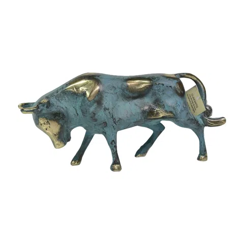 Cretan Bull – Bronze Sculpture – 6 cm – Blue & Gold