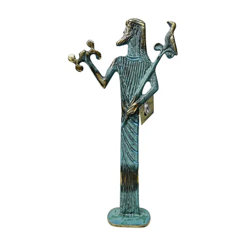 Zeus with Sceptre and Eagle – Flat Sculpture – 40 cm – Blue & Gold