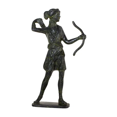 Artemis with Bow and Arrow – Solid Sculpture – 12 cm – Dark Green