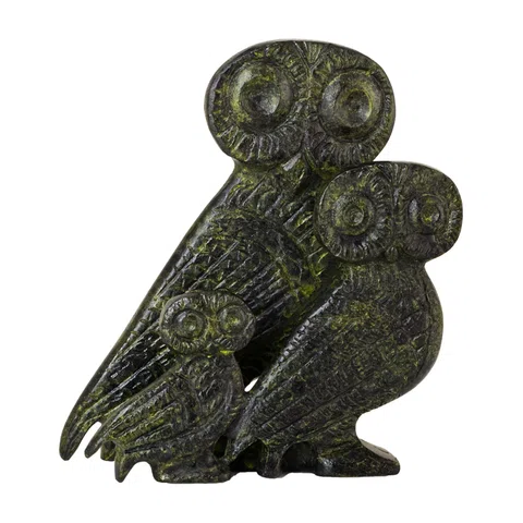 Three Owls – Bronze Sculpture – 10 cm – Dark Green