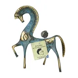 Horse with Lowered Head – Bronze Sculpture – 25 cm – Blue & Gold