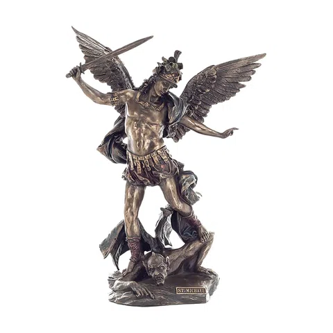 Archangel Michael, Defender of the Faith – Bronze-Finish Resin Statue – 28 cm – view 1