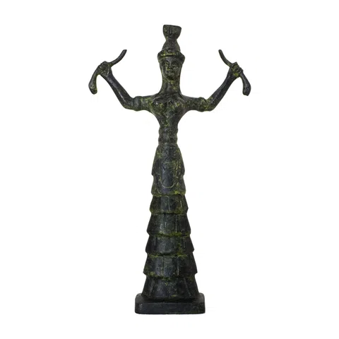 Minoan Snake Goddess – Bronze Sculpture – 12 cm – Dark Green