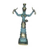 Minoan Snake Goddess – Bronze Sculpture – 12 cm – Blue & Gold