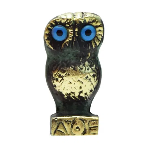 Solid Owl Statue on Base by Bronze Pavlakis