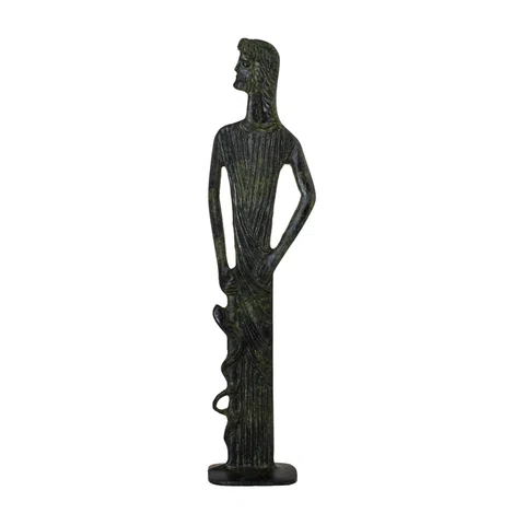 Hippocrates with Staff and Snake – Sculpture – 14 cm – Dark Green