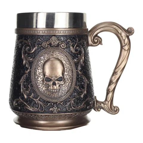 Decorative Mug with Gothic Skull — Bronze-Finish Decorative Mug, 17.7 × 14.5 cm – view 1