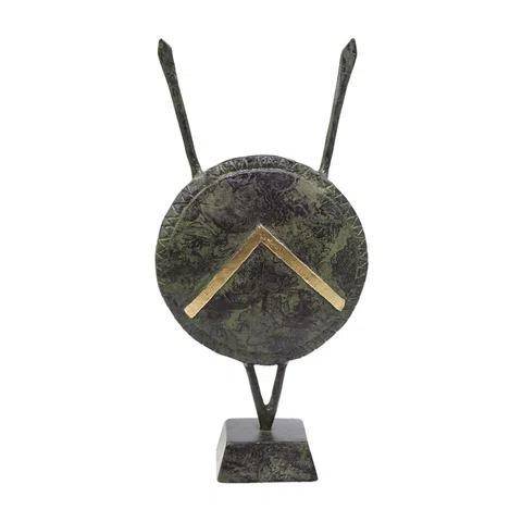 Decorative Spartan Shield with Lambda Symbol – 19 cm – Dark Green