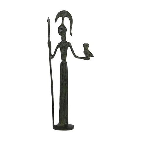 Athena with Owl – Bronze Sculpture – 18 cm – Dark Green