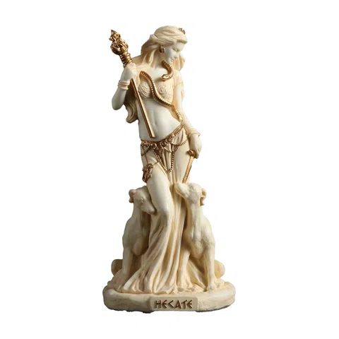 Hecate – White and Gold Statue – 15.5 cm – view 1