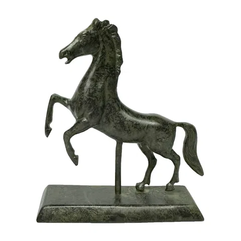Rearing Horse – Solid Bronze Sculpture 056A – 14 cm – Dark Green