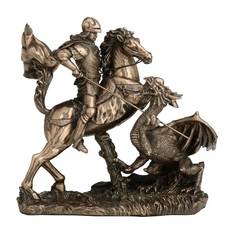 Saint George and the Dragon – Bronze-Finish Resin Statue – 17 cm – view 1