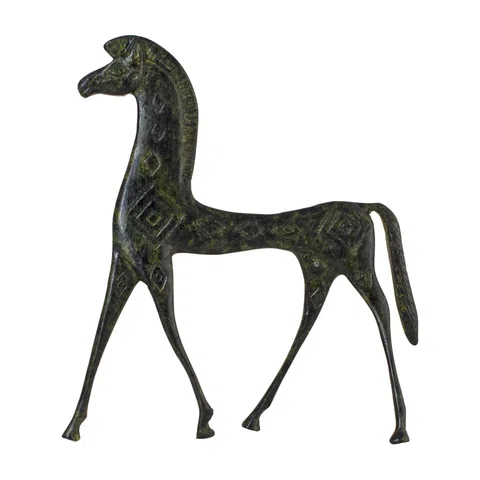 Geometric Trojan Horse – Bronze Sculpture – 19 cm – Dark Green