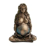 Gaia — Pregnant Mother Earth in Lotus Pose — Bronze-Finish Statue, 10.5 cm
