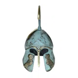 Studded Corinthian Helmet with Owl and Short Crest – 14 cm – Blue & Gold