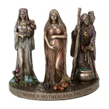 Triple Goddess — Maiden, Mother and Crone — Bronze Finish Statue, 12 cm