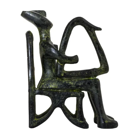 Cycladic Harpist of Keros – Sculpture – 8 cm – Dark Green