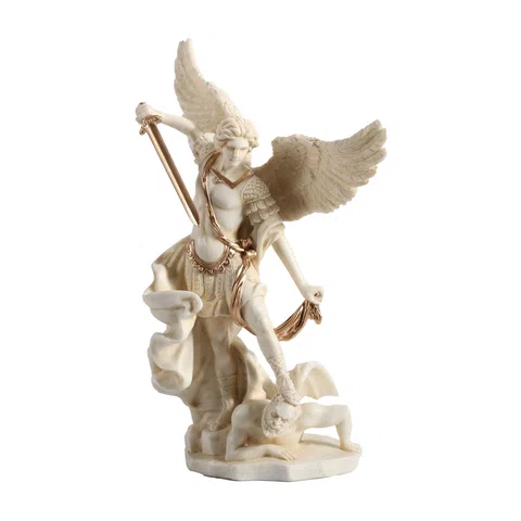 Archangel Michael — Vanquisher of the Demon — White Statue – 16 cm – view 1