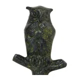 Ancient Greek Owl on a Branch – Bronze Sculpture – 8 cm – Dark Green