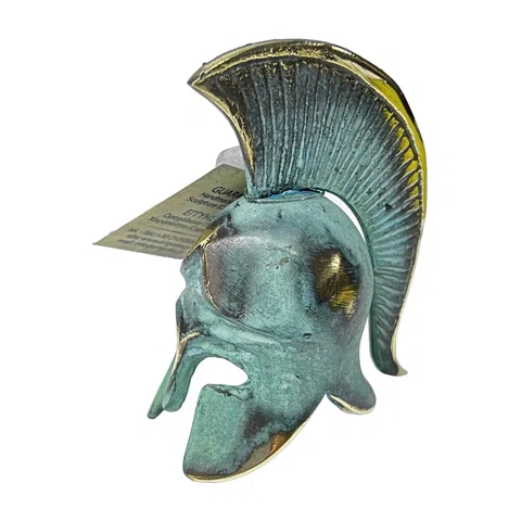 Corinthian Helmet with Short Crest – 17 cm – Blue & Gold