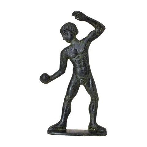 Ancient Olympic Shot-Putter – Solid Sculpture – 18 cm – Dark Green