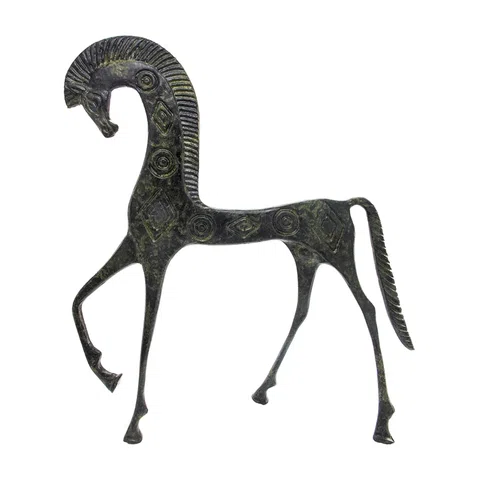 Geometric Horse with Lowered Head – Sculpture – 11 cm – Dark Green
