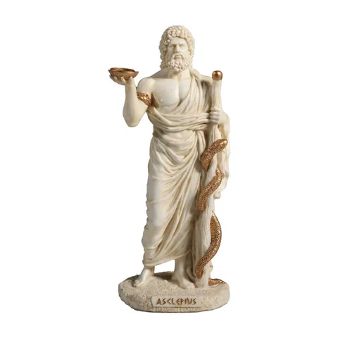 Asclepius, God of Medicine – White Statue – 16 cm – view 1