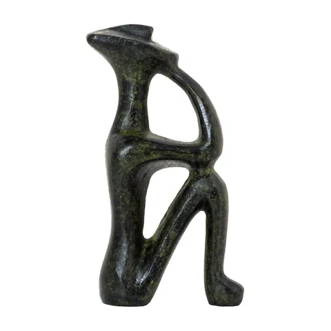 Seated Cycladic Thinker Figurine – 10 cm – Dark Green