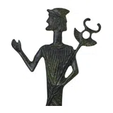 Hermes, Messenger of the Gods – Sculpture – 40 cm – Dark Green