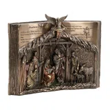 The Nativity on a Bible Base – Bronze-Finish Statue – 29.5 cm – view 2