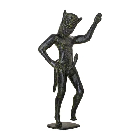 Satyr – Solid Bronze Sculpture – 20 cm – Dark Green