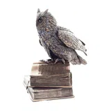 Wise Owl on Books — Bronze-Finish Statue – 17 cm – view 2