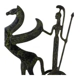 Athena in a Chariot with Pegasus – Sculpture – 19 cm – Dark Green