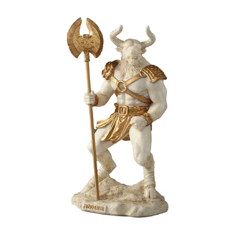 Minotaur – Beast of the Labyrinth – White Statue – 17 cm – view 1