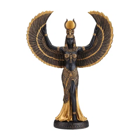 Isis — Egyptian Goddess — Black and Gold Statue, 34 cm – view 1