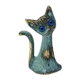 Cat without Base – Bronze Sculpture – 11 cm – Blue & Gold