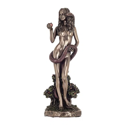 Eve with the Serpent — Bronze-Finish Statue – 24.5 cm – view 1