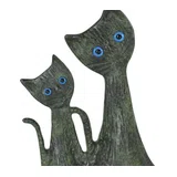 Two Cats – Bronze Sculpture – 11.5 cm – Dark Green