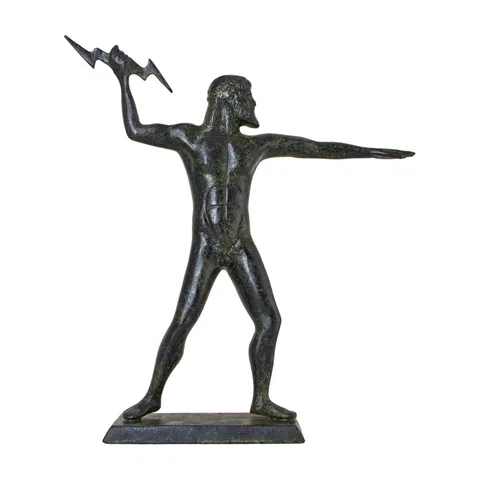 Zeus with Thunderbolt – Solid Sculpture – 23 cm – Dark Green
