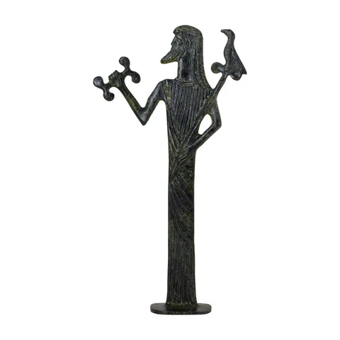 Zeus with Sceptre and Eagle – Flat Sculpture – 25 cm – Dark Green