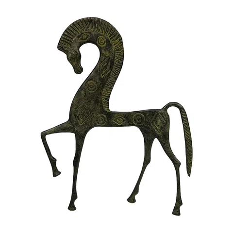 Horse with Lowered Head – Bronze Sculpture – 25 cm – Dark Green
