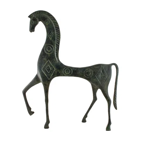 Large Geometric Horse with Lowered Head – 58 cm – Dark Green